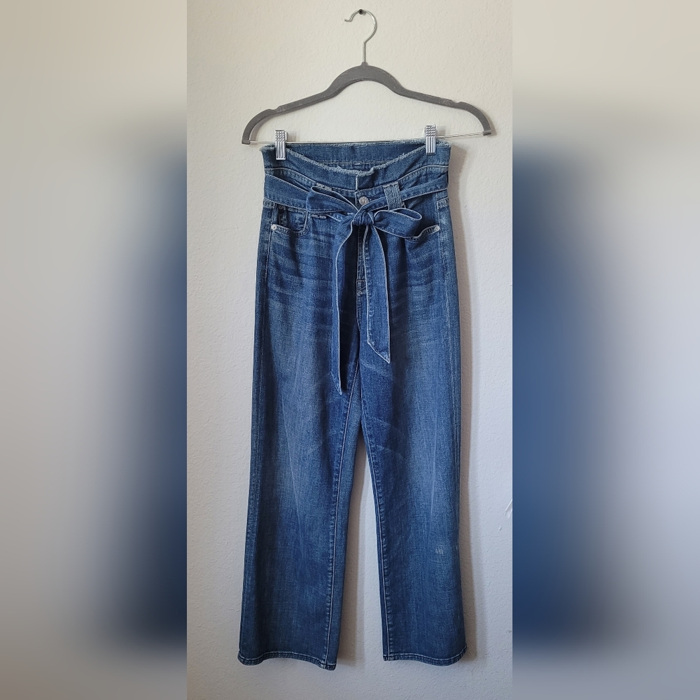 7 For all Mankind high waist tie front jean, cropped flare